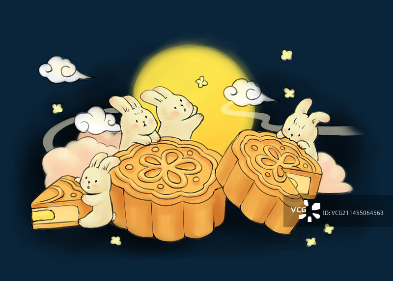 中秋节月饼玉兔图片素材
