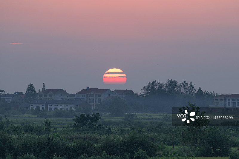 村庄日落图片素材