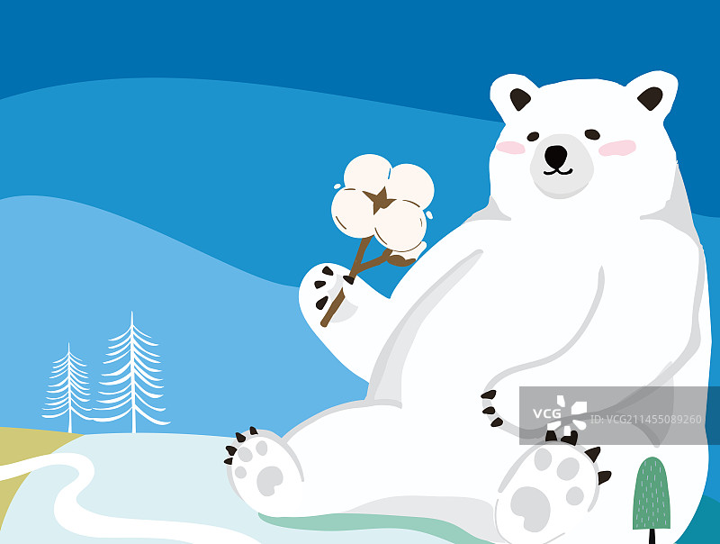 北极熊扁平插画图片素材