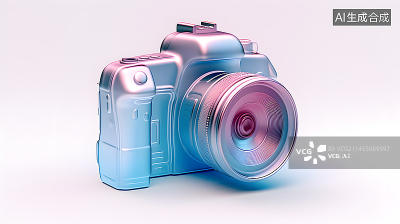 【AI数字艺术】三维水晶玻璃相机图片素材