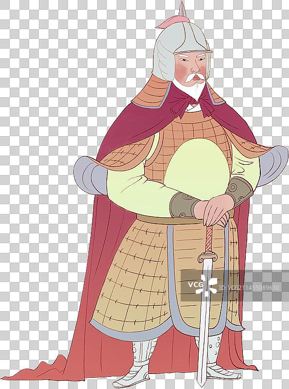 古代持剑而立的老将军历史人物元素图片素材