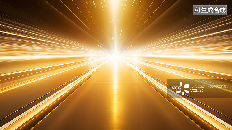 【AI数字艺术】数码金色光线发光直线抽象图形海报网页PPT背景图片素材