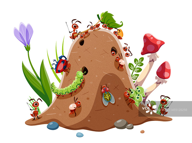 卡通蚂蚁角色 蚁丘群落昆虫图片素材