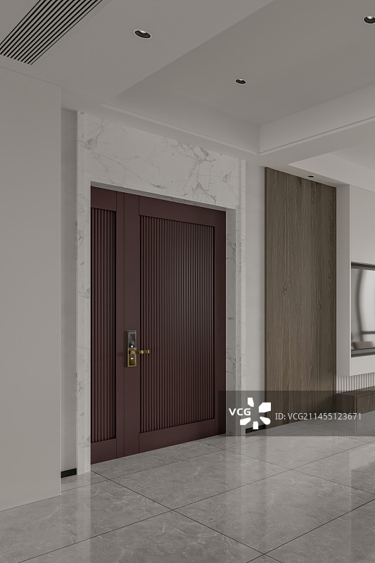 现代风格住宅客餐厅入户门玄关处图片素材