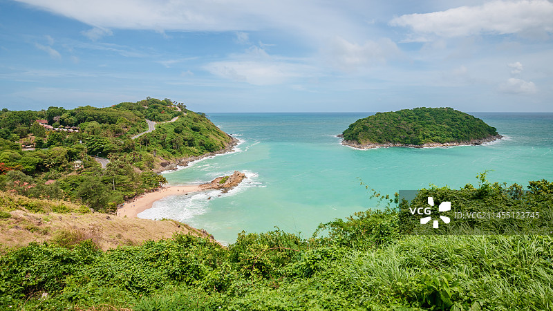 航拍泰国普吉岛拉威奈汉海滩夏季海滨风光图片素材