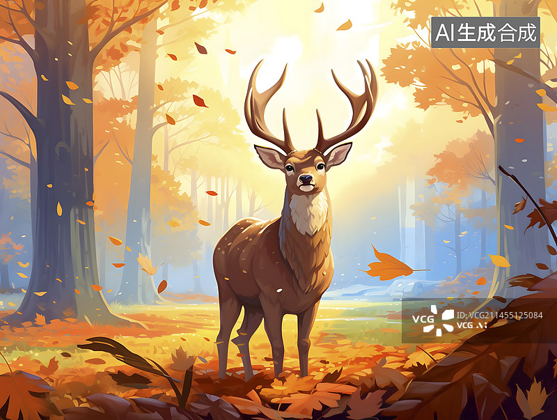 【AI数字艺术】秋天森林动物插画图片素材