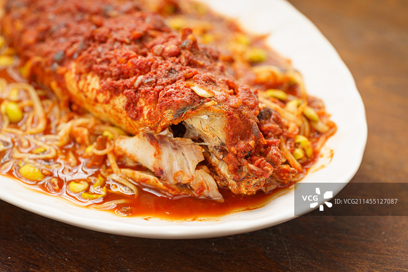 中国东北鲜族特色菜辣味明太鱼图片素材