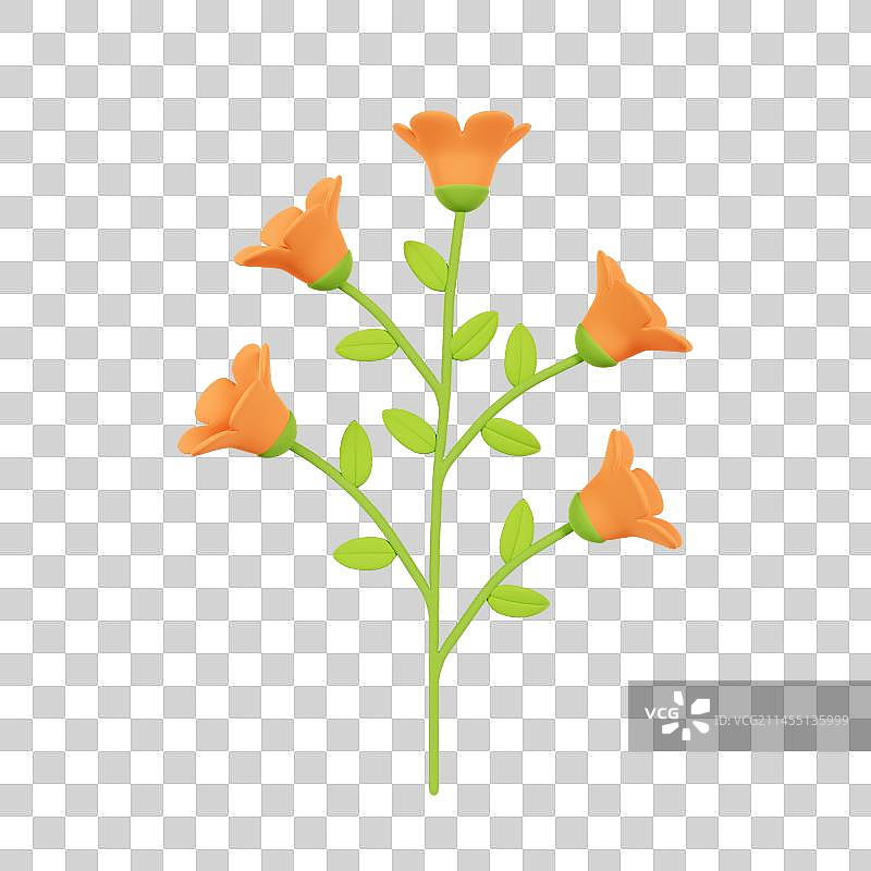 C4D立体野花鲜花植物元素图片素材