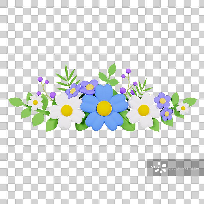 3D立体可爱小清新花朵边框元素图片素材