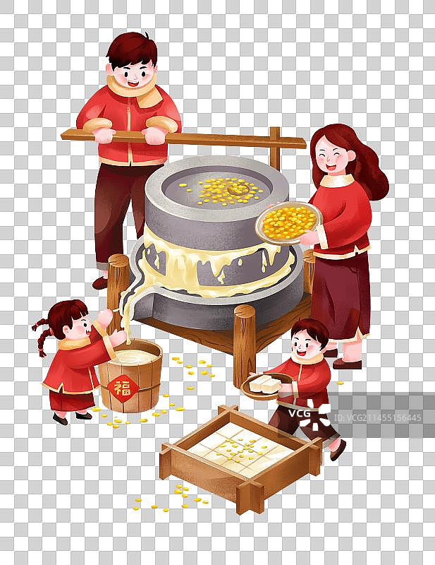 磨豆腐插画图片素材