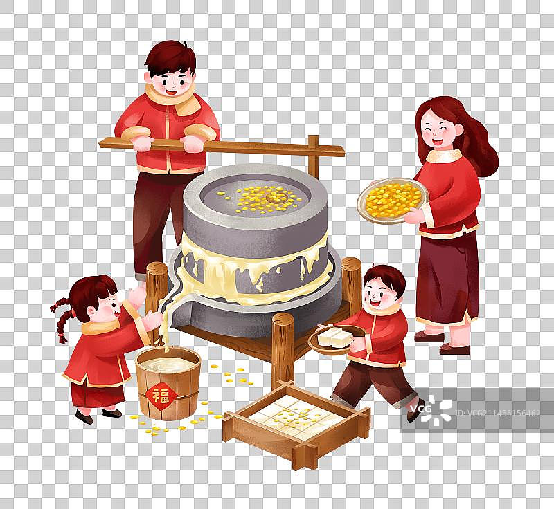 磨豆腐插画图片素材