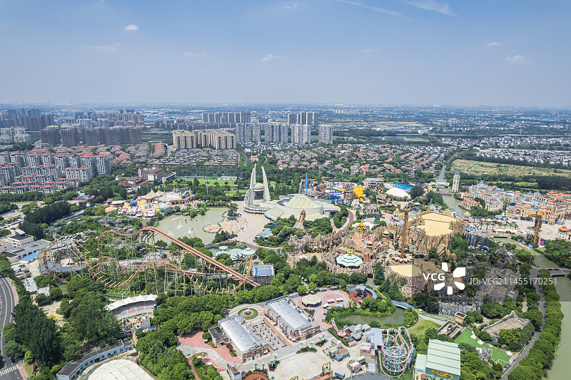 航拍常州市中华恐龙园风光图片素材