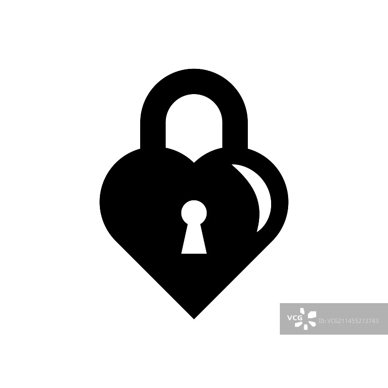 白色背景上隔离的锁定心形图标图片素材