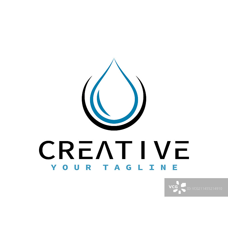 蓝色水滴圆形水Logo图标图片素材