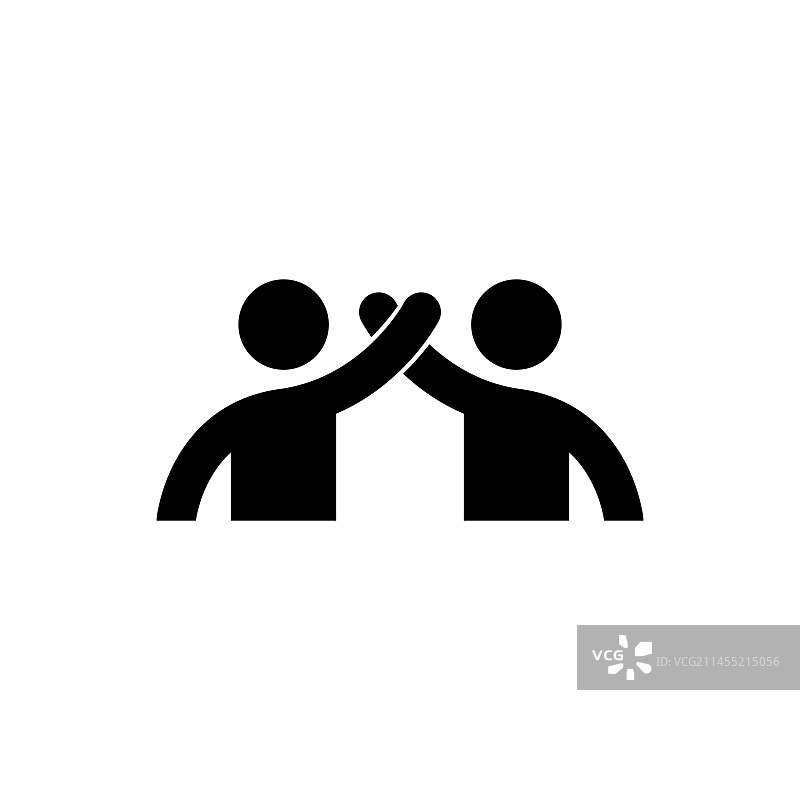 两人挥手图标黑白图图片素材