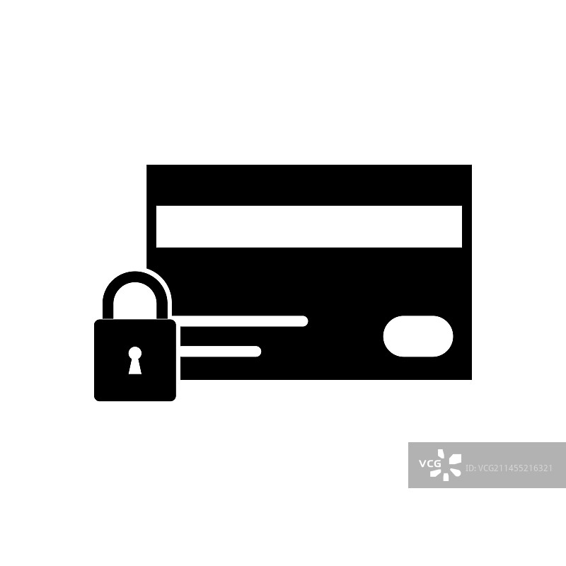 带锁的信用卡图标锁定银行卡图片素材