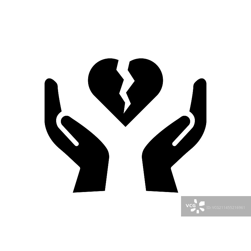 白色背景上的破碎的心图标图片素材