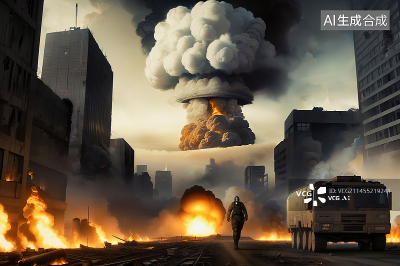 【AI数字艺术】核战争概念场景图片素材