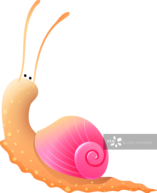 背着粉色外壳爬行的可爱小蜗牛图片素材