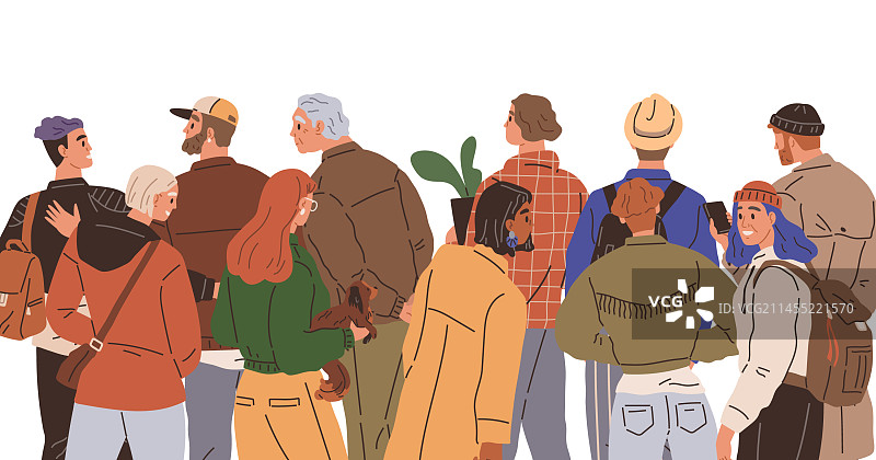 队伍末尾焦急等待的人群图片素材