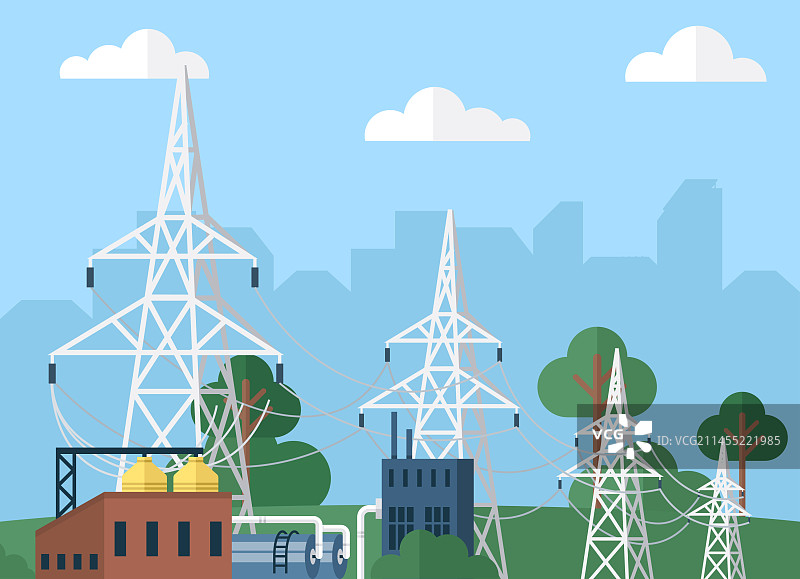 高压配电网电塔图片素材