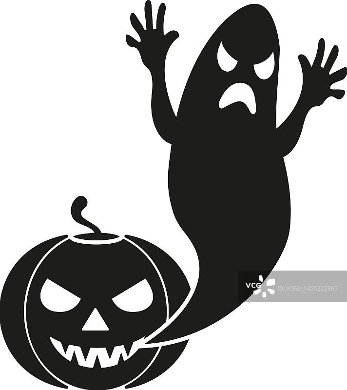 南瓜和幽灵简约图标图片素材
