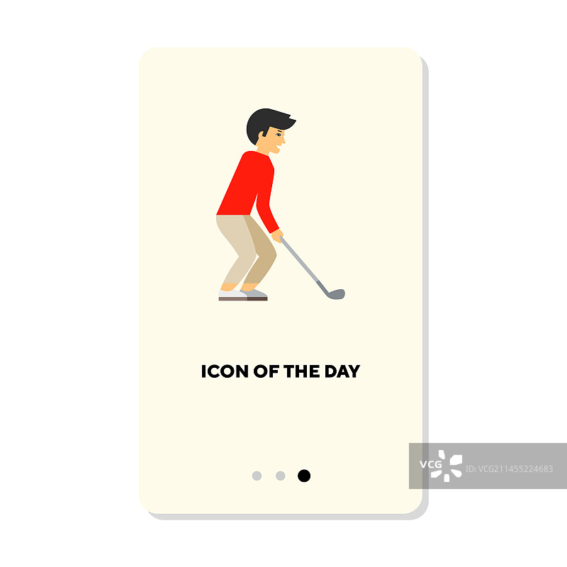 男子手持球杆打高尔夫扁平图标图片素材