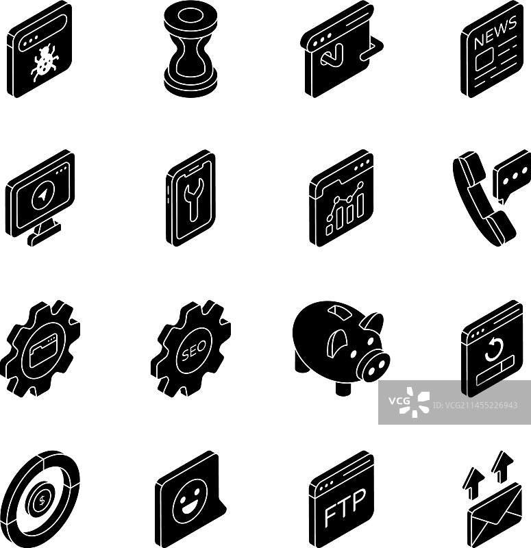 网络和科技实体图标包图片素材