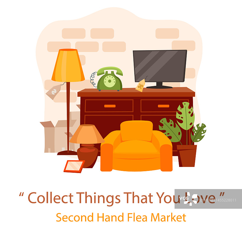 扁平风格二手店贴文图片素材