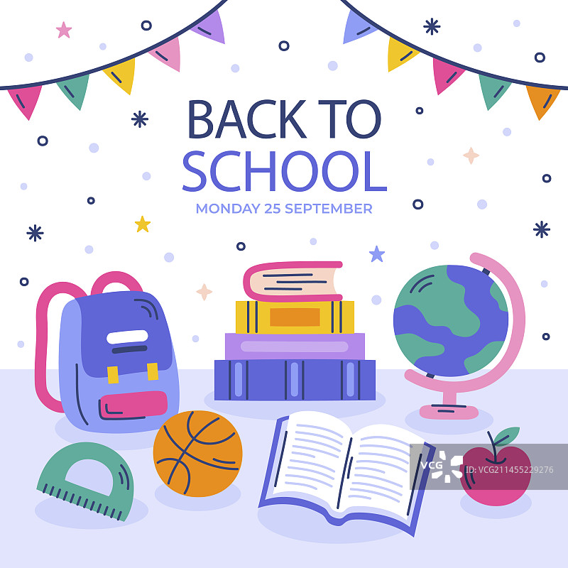 白色背景上的返校季元素图片素材