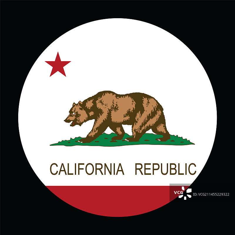 加利福尼亚州旗圆形徽章图片素材