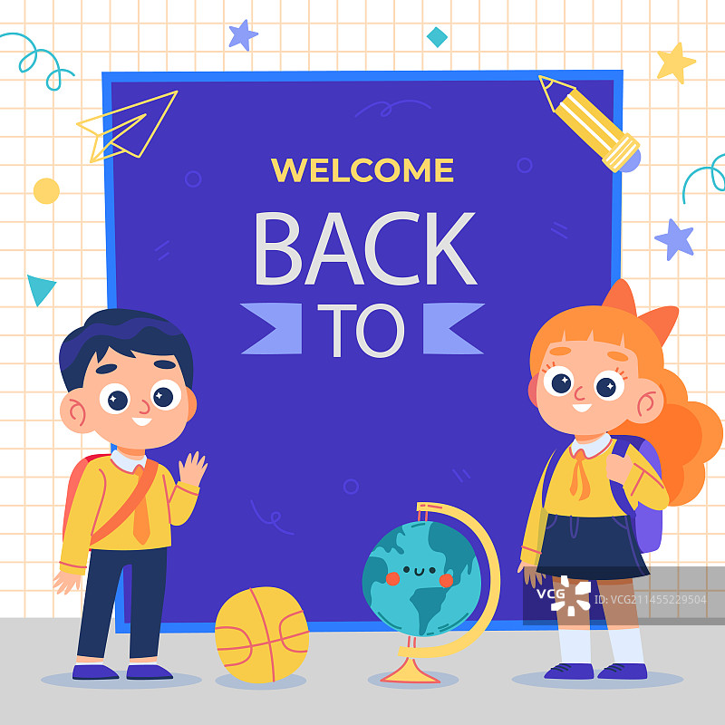 白色背景上的返校季元素图片素材