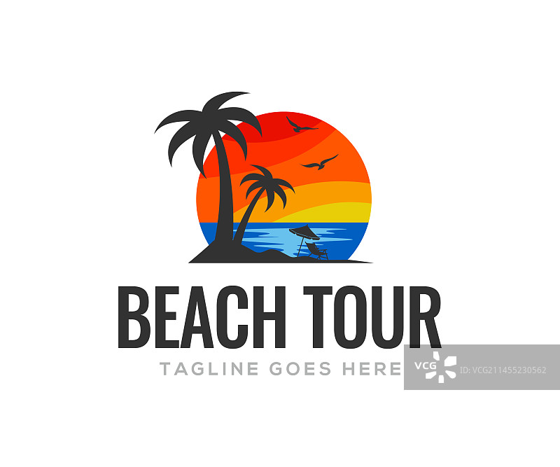 夏季沙滩Logo设计图片素材