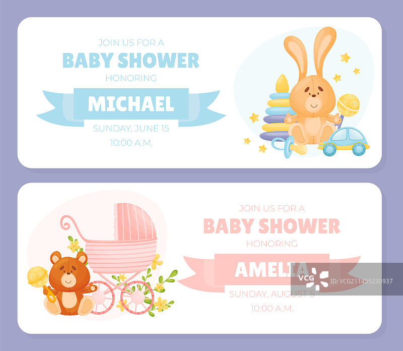 迎婴聚会卡片：儿童物品设计图片素材