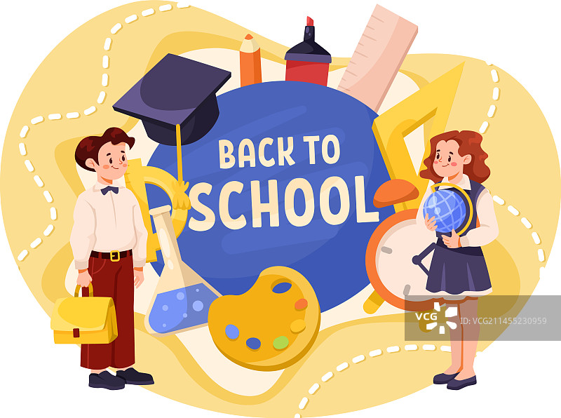 返校季与中小学生图片素材