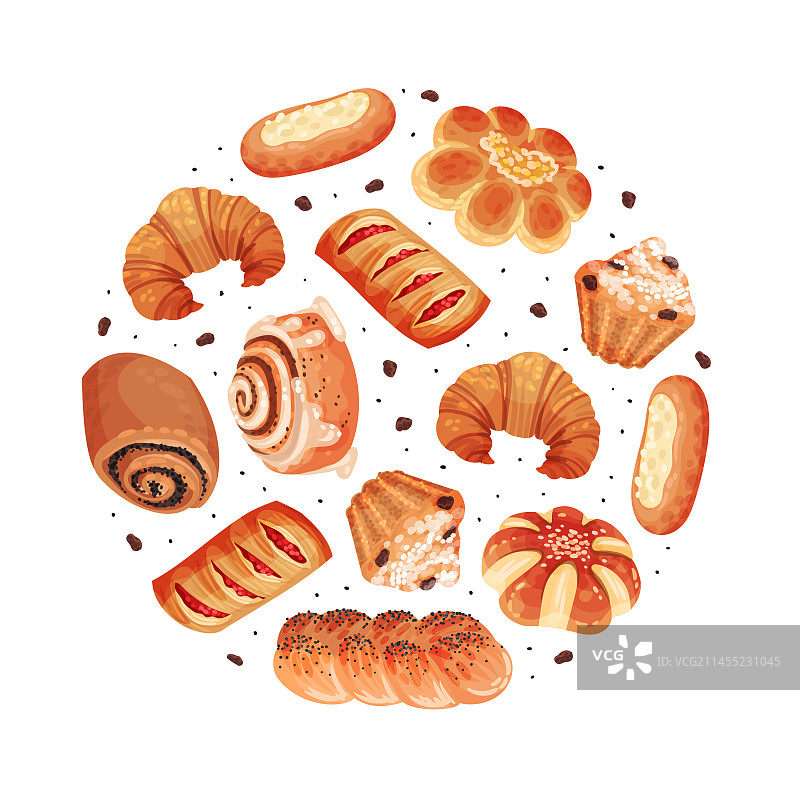 烘焙甜品圆形组合设计图片素材