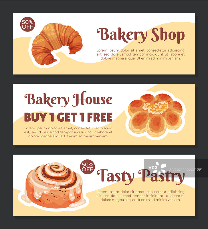 含烘焙产品和甜点的折扣券图片素材