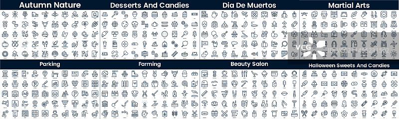 此捆绑包中的线性风格图标包图片素材