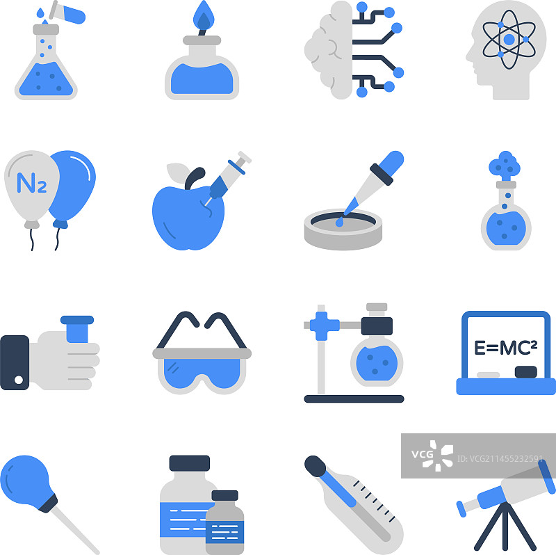 科学和实验室扁平图标包图片素材