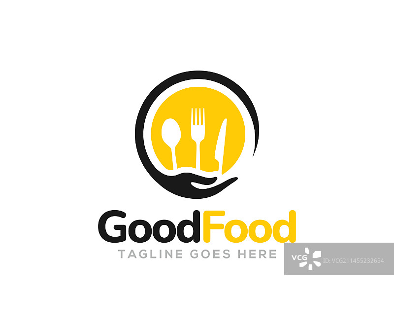 带勺子刀叉的食物logo图标设计图片素材