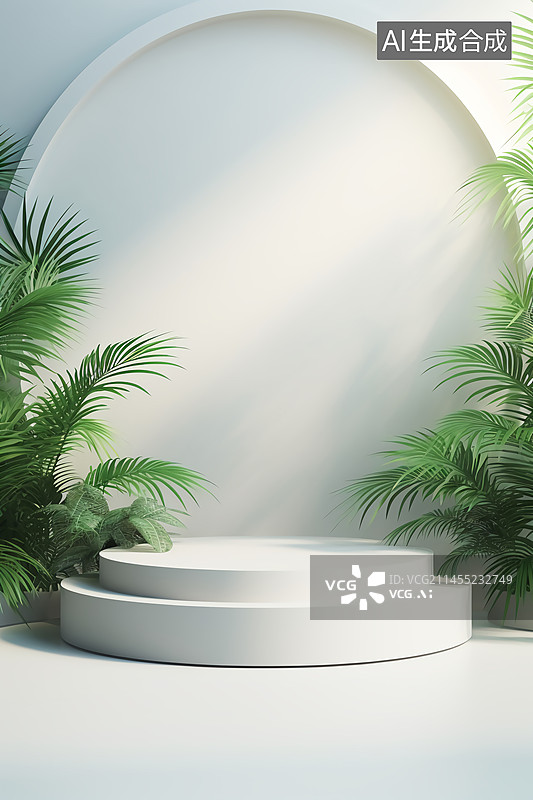 【AI数字艺术】白色简约产品展台图片素材
