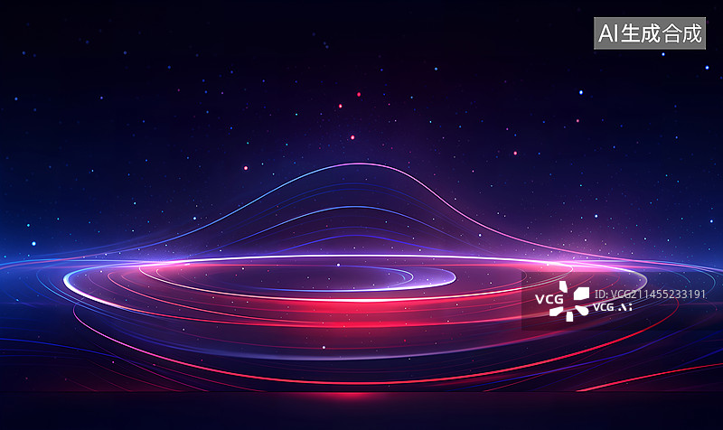 【AI数字艺术】光环光晕光束粒子星空未来科技背景插画图片素材