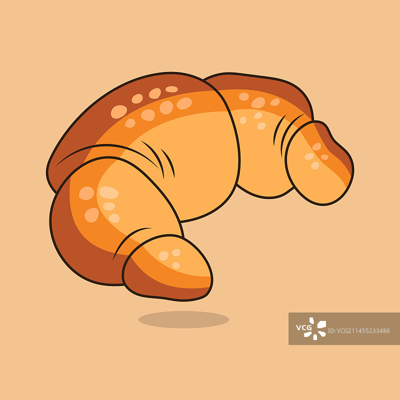 带阴影的牛角包扁平图标图片素材