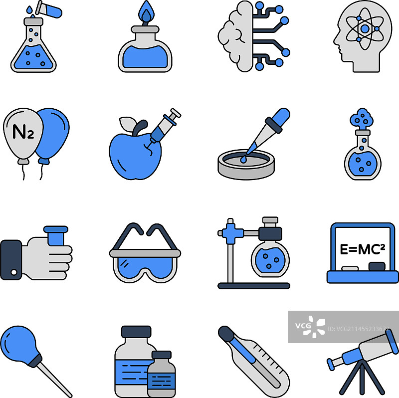 科学和实验室扁平图标包图片素材