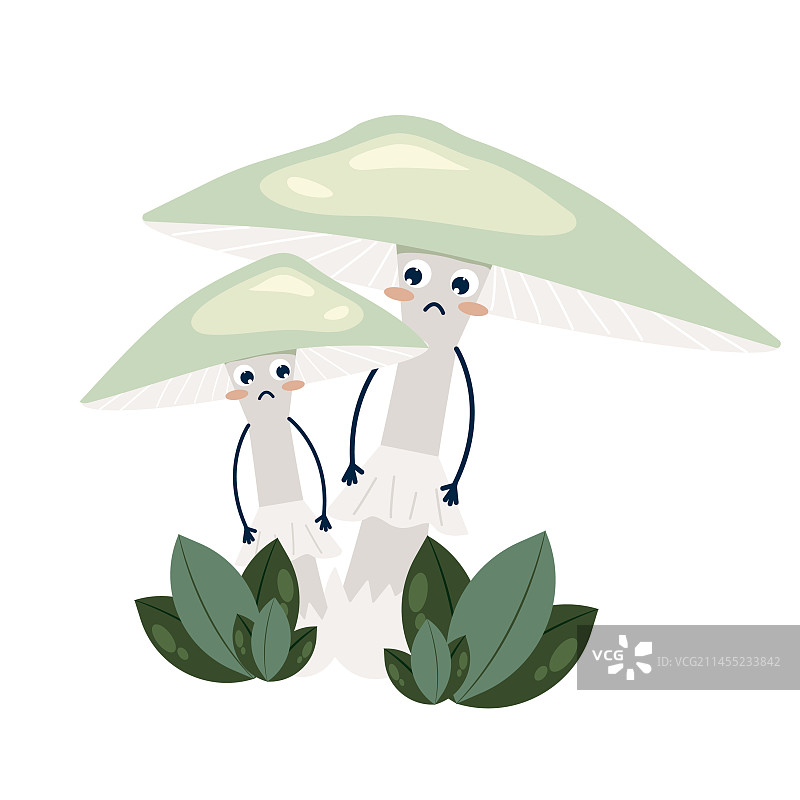 有趣的脸谱毒菌儿童插画图片素材