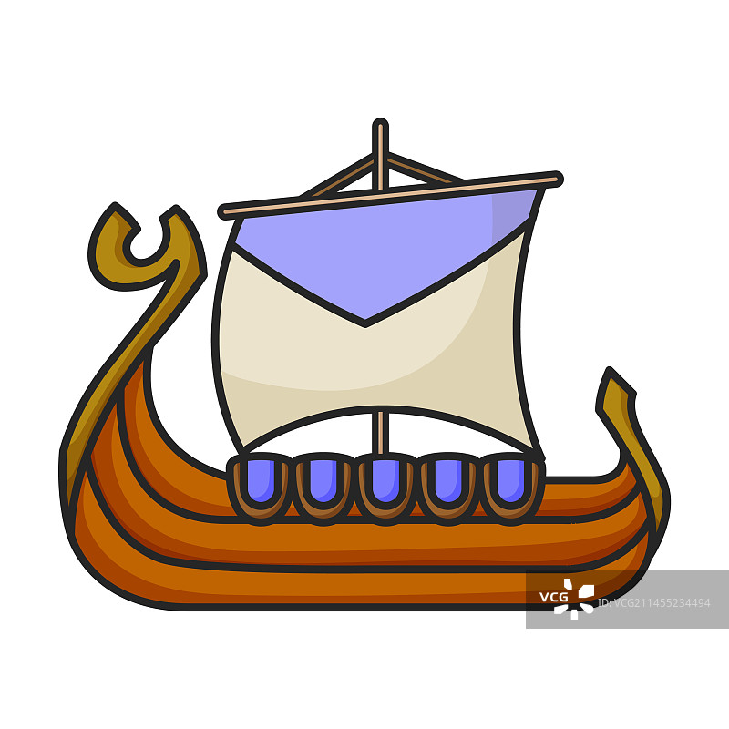 维京船图标彩色Logo图片素材