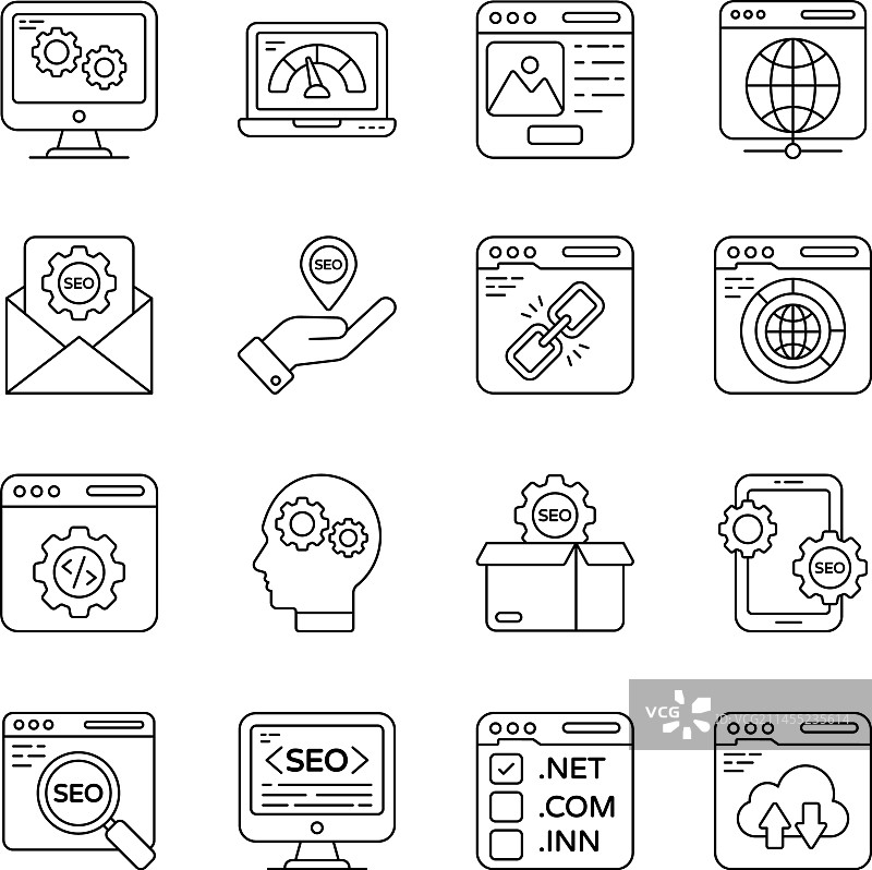 网页和科技线性图标包图片素材