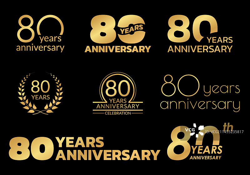 80周年纪念图标或Logo合集图片素材