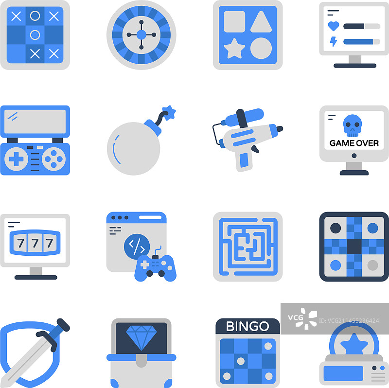 电子游戏与娱乐扁平图标包图片素材