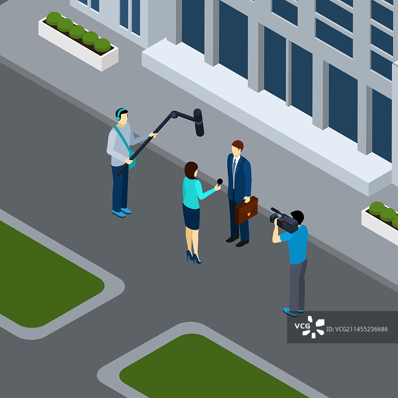 记者职业2.5D banner图片素材